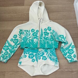 Floral hoody and booty shorts set